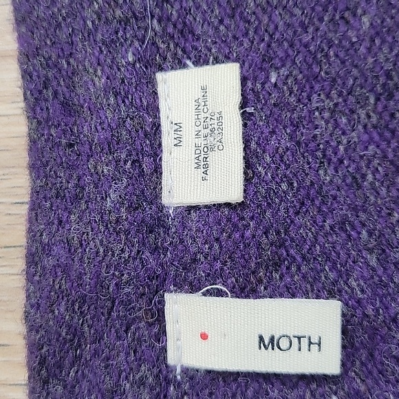 Anthropologie Moth Purple Wool Asymetrical Ruffle Button Up Cardigan - Picture 4 of 15